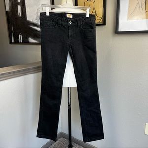 ANTIK DENIM black straight leg jeans with embroidered detail